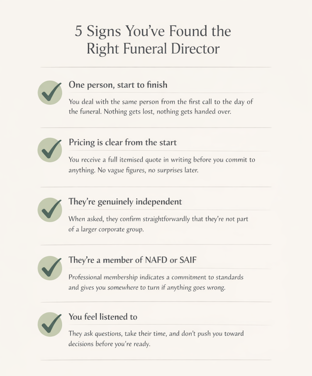 5 signs of a trusted funeral director