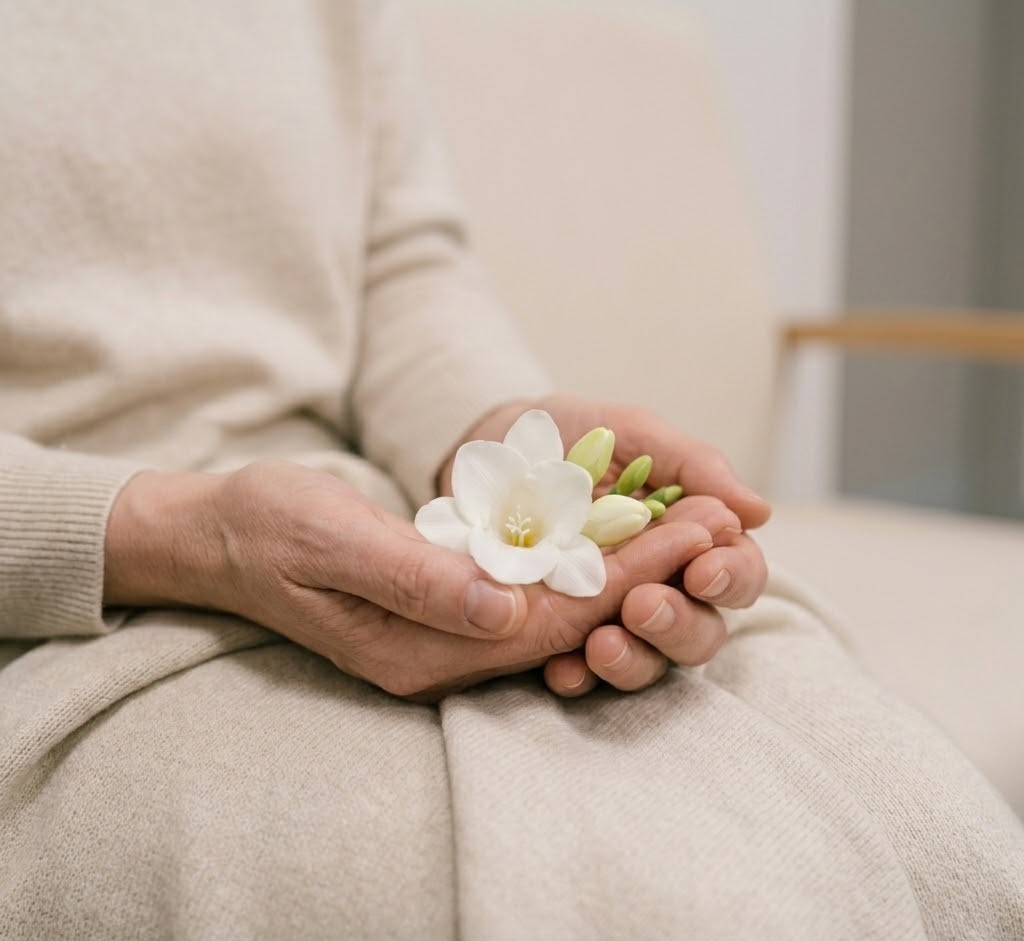 Woman holding a flower