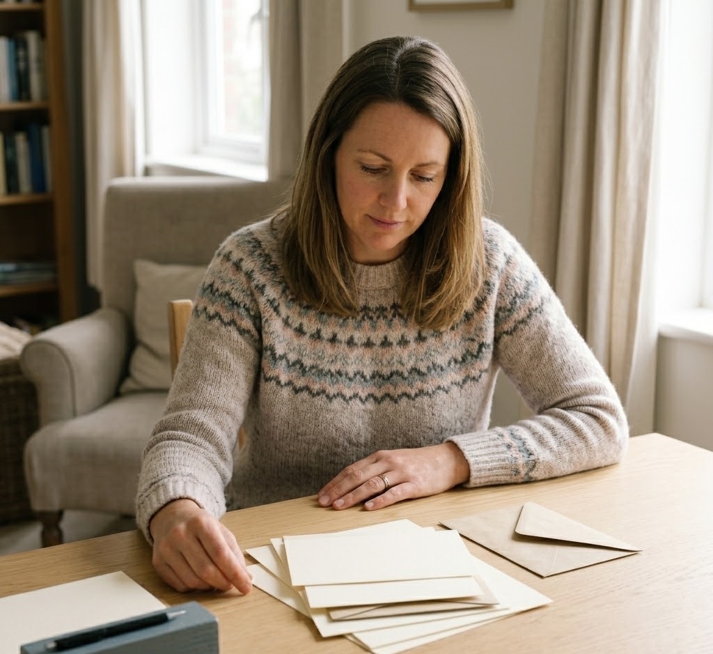 woman looking at papers